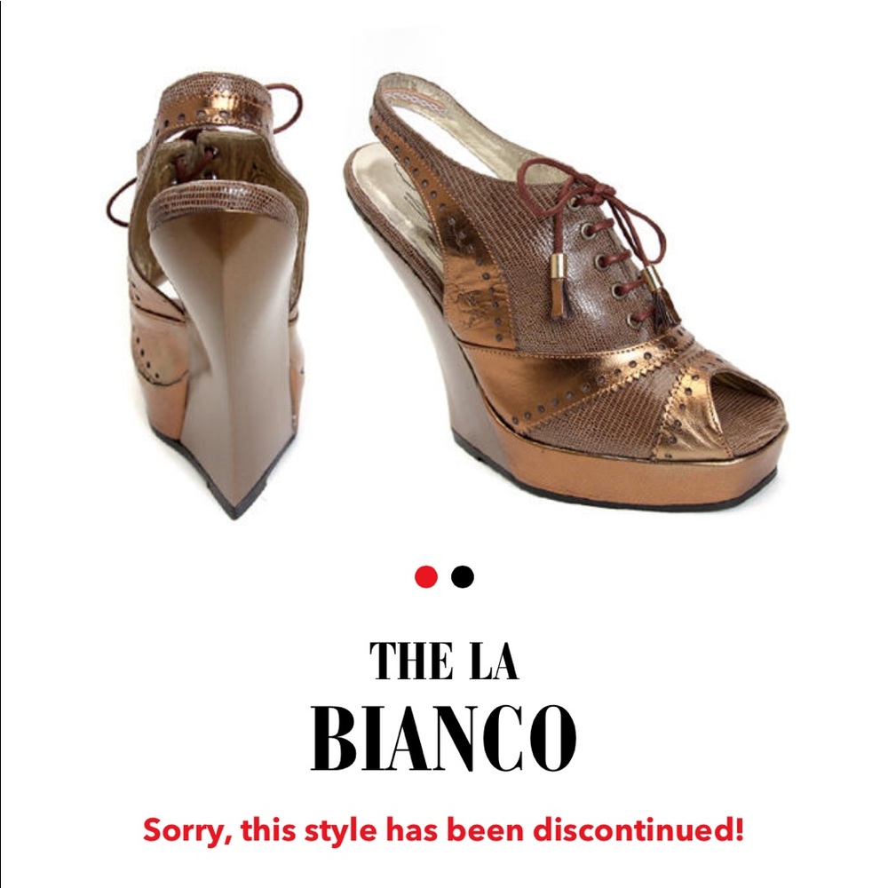 John Fluevog “La Bianco” Bronze Wedge Sandals
